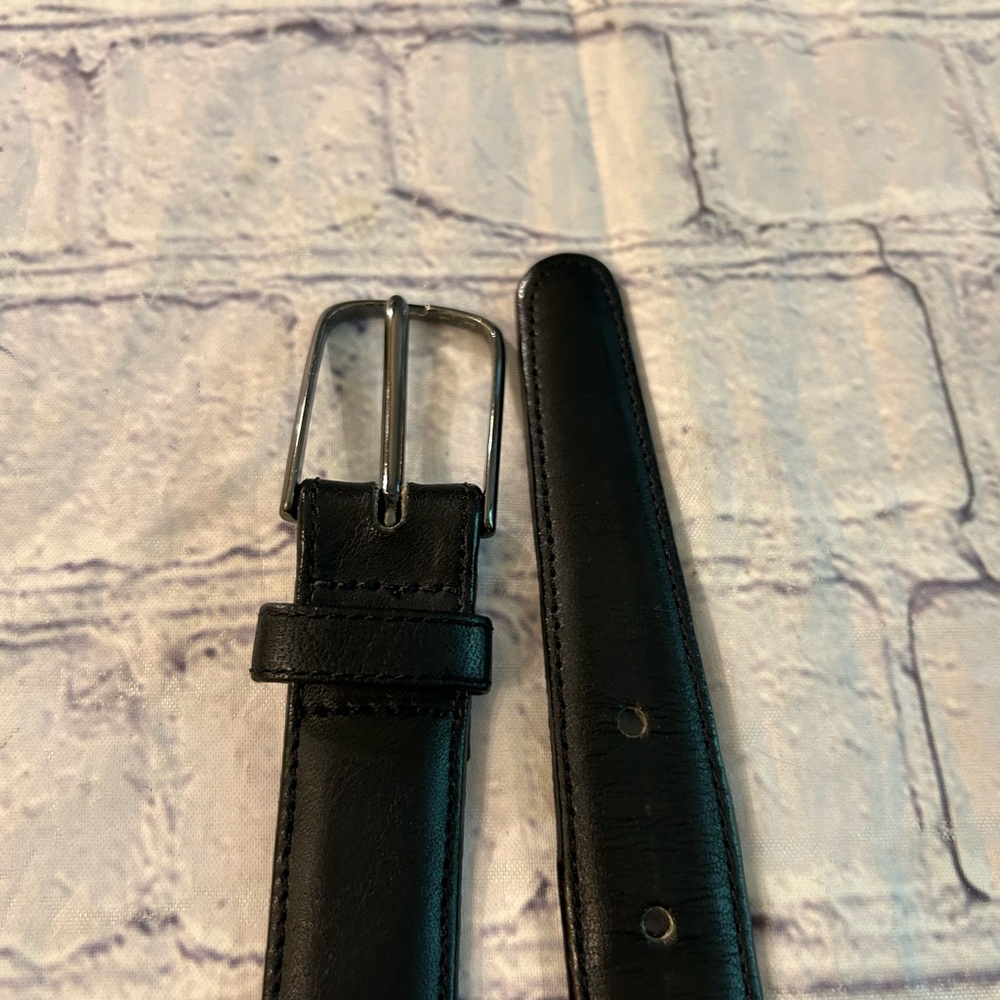 LEEGIN VINTAGE BLACK GENUINE LEATHER WITH GUNMETAL BUCKLE USA MADE MENS BELT 34